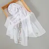 Bufanda Larga de Gasa con Bordado Floral Suave Estilo Francés, Chal Versátil para Protección Solar, Elegante Bufanda Decorativa para Mujer