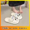 Zapatillas Peludas Lindas con Lazo de Alto Valor Estético para Mujer 2025 Otoño e Invierno Nueva Moda Versátiles Cómodas de Poner