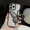 Capa de celular transparente com borboleta de areia movediça galvanizada para iPhone15PROMAX tendência 14 transparente 13 furo grande 11