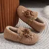 2026 Nuevas Zapatillas de Algodón con Lazo de Gato Pequeño para Mujer Otoño/Invierno Zapatillas de Casa para Interior Zapatillas Cálidas de Felpa y Piel Invierno