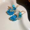 Brincos de Argola para Orelha Borboleta Flor de Cristal Diamante Vintage Nicho Moda Francesa Elegante Brincos de Luxo para Mulheres