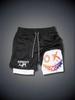 Pantalones cortos de verano para hombre con estampado de carita sonriente, de doble capa, para fitness, vacaciones, casual, playa, casual, modernos