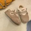 Zapatos Birkenstock de Moda para el Día a Día Estilo 2025 Versátil Lazo Esponjoso Lindo Bordado Modelo Nuevo Tacón Oculto Zapatos de Algodón Invierno