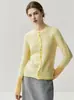 Arte da Cor Estética Básica Cardigã Tricotado em Cashmere de Bebê Suéter Feminino Gola Redonda Slim Combinando Cores Casaco Grosso
