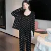 Nueva colección otoño/invierno: Conjunto de pijama de tres piezas de modal con almohadillas extraíbles en el pecho, adecuado para el verano, diseñado para ropa de estar para mujer