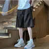 Calça confortável estilo japonês, fresca para o verão, secagem rápida, textura amassada, leve e respirável, shorts casuais para homens, corte solto, moderno, plus size