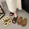 Pantuflas peludas de estilo coreano con forro polar y suela gruesa para mujer, nuevas de otoño/invierno 2026, tipo slip-on, retro, perezosas, de algodón, estilo Birkenstock
