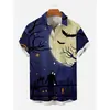 Nova camisa de manga curta 3D transfronteiriça Camisa impressa de Halloween camisa masculina de festa solta Europa e Estados Unidos DIY para figurar