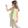 Traje de verano para niñas estilo extranjero 2025 Famoso en Internet Top irregular de encaje para bebés Pantalones de pierna ancha para niños