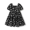 Vestido de Verano Balabala para Niñas, Vestido Dulce con Estampado de Moños y Mangas Abullonadas para Niños Grandes, Estilo Dulce y Fresco