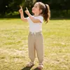 Pantalones temblorosos para niños Verano Pantalones de seda de hielo para niños pequeños Pantalones modernos para niñas Pantalones antimosquitos Estilo japonés Estilo coreano Pantalones sueltos de pierna ancha