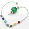 Joyería transfronteriza gema natural Cristal péndulo espiritual en forma de giroscopio cuentas de 18 mm 7 colores piedra energética colgante de péndulo