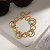 Jieding Pulsera de Acero Inoxidable con Combinación de Colores Lujo Accesible Pulsera de Gama Alta No se Desvanece Oro de 18K Acero de Titanio Joyería Transfronteriza Joyería para la Mano