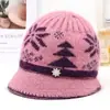 Otoño Invierno Mujer de mediana edad y anciana Cálido con felpa interior Sombrero de lana para madre Sombrero de pescador tejido con protección para las orejas y protección contra el frío de pelo de conejo para señora mayor abuela