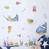 Pegatinas de Pared de Dibujos Animados de Vida Marina Transfronterizas Decoración para Habitación Infantil Suministros Fondo de Pared Embellecimiento PVC Autoadhesivo