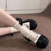 Zapatos Mary Jane Estilo Chanel Tacón Grueso Plataforma Gruesa Aumentadores de Altura para Mujer de una Sola Capa Verano 2024 Nuevos Zapatos Pequeños de Cuero Estilo Francés Falda JK