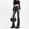 Pantalones Rectos Adelgazantes de Cintura Alta talla grande Estilo Hong Kong Chic Retro Rapped Micro-bocina Jeans para Mujer Otoño e Invierno Nuevos