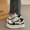 Zapatillas Blancas de Suela Gruesa para Mujer 2026 Primavera y Otoño Nuevas Punta Redonda Versátiles con Cordones Plataforma que Aumenta la Altura Zapatos Deportivos Casuales