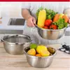 Fornecimento de Fábrica Conjunto de Três Peças de Bacia Peneira para Arroz em Aço Inoxidável Conjunto de Bacias para Lavar Arroz Bacia para Lavar Vegetais Doméstica Bacia de Escorrer Bacia Multiuso