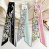 Estilo Coreano Verão Novo Borboleta Floral Feminino Decorativo Versátil Fita para Amarrar Bolsas, Lenço de Seda, Lenço de Pescoço Pequeno, Lenço