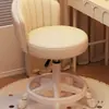 Taburete de Maquillaje Estilo Crema Silla para el Hogar con Respaldo Silla para Tocador Habitación de Niñas Silla Giratoria con Polea Elevadora Taburete de Manicura