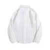 Camisa de Manga Larga con Textura 3D para Hombre, Nuevo Estilo Primavera y Otoño, Camisa Rayada Casual de Corte Amplio Única, Top Vintage de Alta Gama