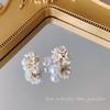 Brincos de Pérola da Moda Temperamento Feminino Versátil Emagrecimento Retro High-End Geométricos Cravejados com Diamante Stud de Agulha de Prata Atacado