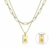 Collar Transfronterizo Europeo y Americano de Oro 18K de 6 mm con 26 Letras de Doble Capa Colgante Rectangular de Acero de Titanio Acero Inoxidable Venta al por Mayor