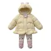 Chaqueta de algodón acolchada de invierno súper linda para niña, abrigo con capucha 3D de estrellas para niña pequeña, ropa de invierno para niños pequeños, elegante abrigo de algodón