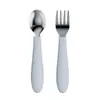 Vajilla Infantil Set Portátil Cuchara Tenedor Acero Inoxidable 304 Vajilla para Alimentación Infantil Bebé Dibujos Animados Tenedor y Cuchara