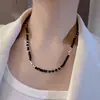 Colar Preto com Contas Design de Alto Senso Gênero Livre Casual Colar Hip Hop Personalidade Corrente da Clavícula Atacado
