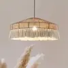 Estilo Wabi-Sabi Lustre com Franjas de Corda de Cânhamo Retrô Luz Principal Criativa para Quarto Luz para Restaurante Sala de Estar Modelo de Quarto Lâmpadas Zhongshan