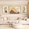 Pintura Decorativa para Sala de Estar de Luxo Leve Estilo Creme Parede de Fundo para Sofá Triptych Combinação de Pintura de Parede Arte de Parede de Alto Padrão Novo Chinês