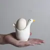 Portahuevos de Pascua Cerámica Forma de Pájaro de Dibujos Animados Soporte para Huevos Taza de Huevo Portahuevos Taza de Huevo Grande para Mesa de Comedor Uso en Casa