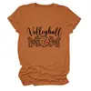 Amazon eBay sitio independiente moda casual mujer voleibol mamá estampado de leopardo cuello redondo camiseta