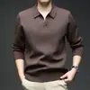 Suéter pullover jacquard de color liso para hombre con cuello de gaviota, ropa casual para hombres jóvenes y de mediana edad, transfronterizo