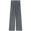 Pantalones de pierna ancha de mezcla de algodón europeo, nueva colección primavera/otoño para mujer, corte ajustado, pana gris, cintura alta, fluidos, estilo deportivo y casual