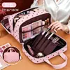 Bolsa de Maquiagem de Três Camadas com Nove Compartimentos e Bolinhas, Grande Capacidade, Alta Aparência, Bolsa de Higiene Pessoal para Viagem, Bolsa de Armazenamento de Cosméticos Portátil de Mão