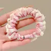 Elástico de Cabelo Pequeno Intestino Plissado em Cetim de Seda Francês para Mulheres, Corda de Cabelo Faixa de Cabeça com Sensação de Luxo para Prender o Cabelo, Elástico para Rabo de Cavalo Alto