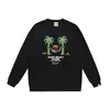 Marca moderna de estilo japonês com estampa de desenho animado de cabeça de macaco, nova blusa de moletom casual de gola redonda em terry de corte solto para homens e mulheres, adequada para adolescentes no outono e inverno