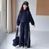 Conjunto Nuevo de Sudadera con Media Cremallera Casual para Niñas de Otoño Profundo para Niños Medianos y Mayores Ropa Deportiva Sudadera Pantalones de Pierna Ancha