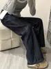 Jeans retro azul oscuro para mujer primavera nuevo ajustados rectos talla grande estilo americano pantalones de pierna ancha largos sueltos