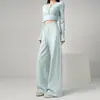 Pantalones Deportivos Grises Estilo Americano para Mujer, Novedad Otoño 2026 de Cintura Alta, Control de Abdomen, Pierna Recta Suelta, Casual, Pierna Ancha