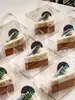 Caja de embalaje para rebanada de pastel Empaque para mousse Triángulo de milhojas Caja transparente para postre de 8 pulgadas 2 pasteles pequeños empaque individual