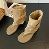Sandálias Hui Liya B02 Estilo Retrô Francês com Biqueira de Tira, Novas Botas Curtas Baixas de Verão, Sapatos Romanos Versáteis e Fashion com Salto Grosso