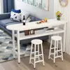 Mesa de bar pequeña de doble capa semi-circular moderna simple para sala de estar, mesa esbelta para uso doméstico, mesa de comedor de café de alta pata montada en la pared y sillas