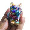 Ornamentos de Animais com Cascalho de Cristal Natural e Epóxi Gatinho Fofo Decoração de Aquário Acessórios de Mesa Decorações de Interior de Carro