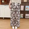 Calça de Pijama Feminina Algodão Seda Primavera Verão Nova Popular na Internet Cintura Alta Perna Larga Roupa Externa Primavera Outono Tamanho Grande Calça para Casa Ar Condicionado