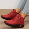 Sapatos de Mãe Transfronteiriços Europeus e Americanos, Sapatos de Algodão de Cano Alto Planos Costurados com Forro de Lã, Quentes de Inverno Transfronteiriços com Solado Macio Venda por Atacado para Mulheres Tamanhos Grandes