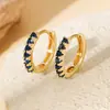 Yiwu Pequeños Artículos Pendientes de Cobre Incrustados con Circonita Moda Femenina Pendientes de Aro Clásicos con Circonita Pendientes Versátiles Personalizados